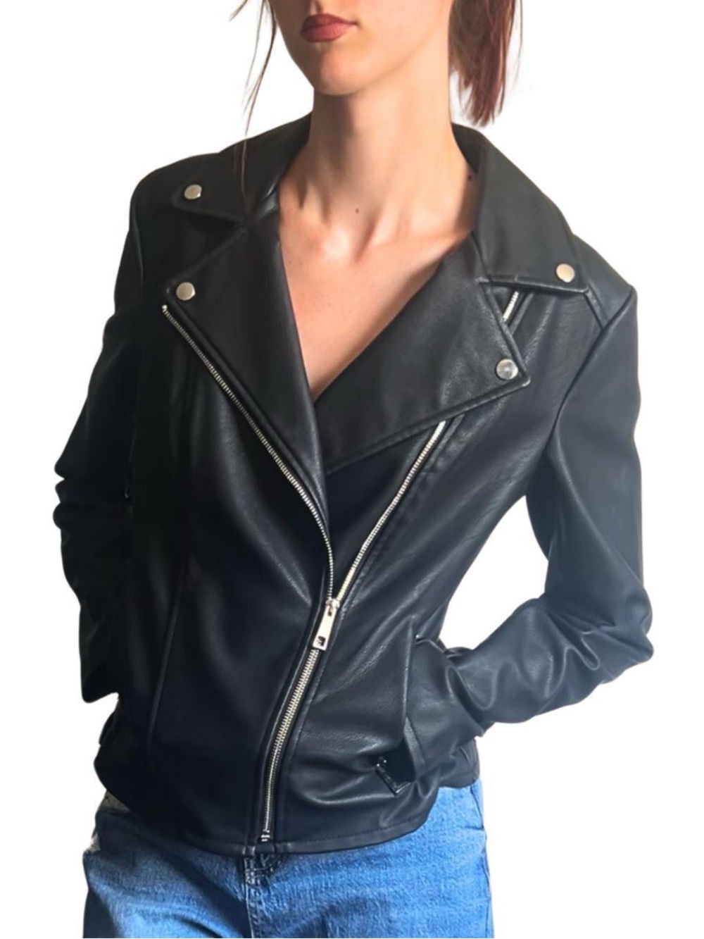 Black Leather Jacket - Size Small